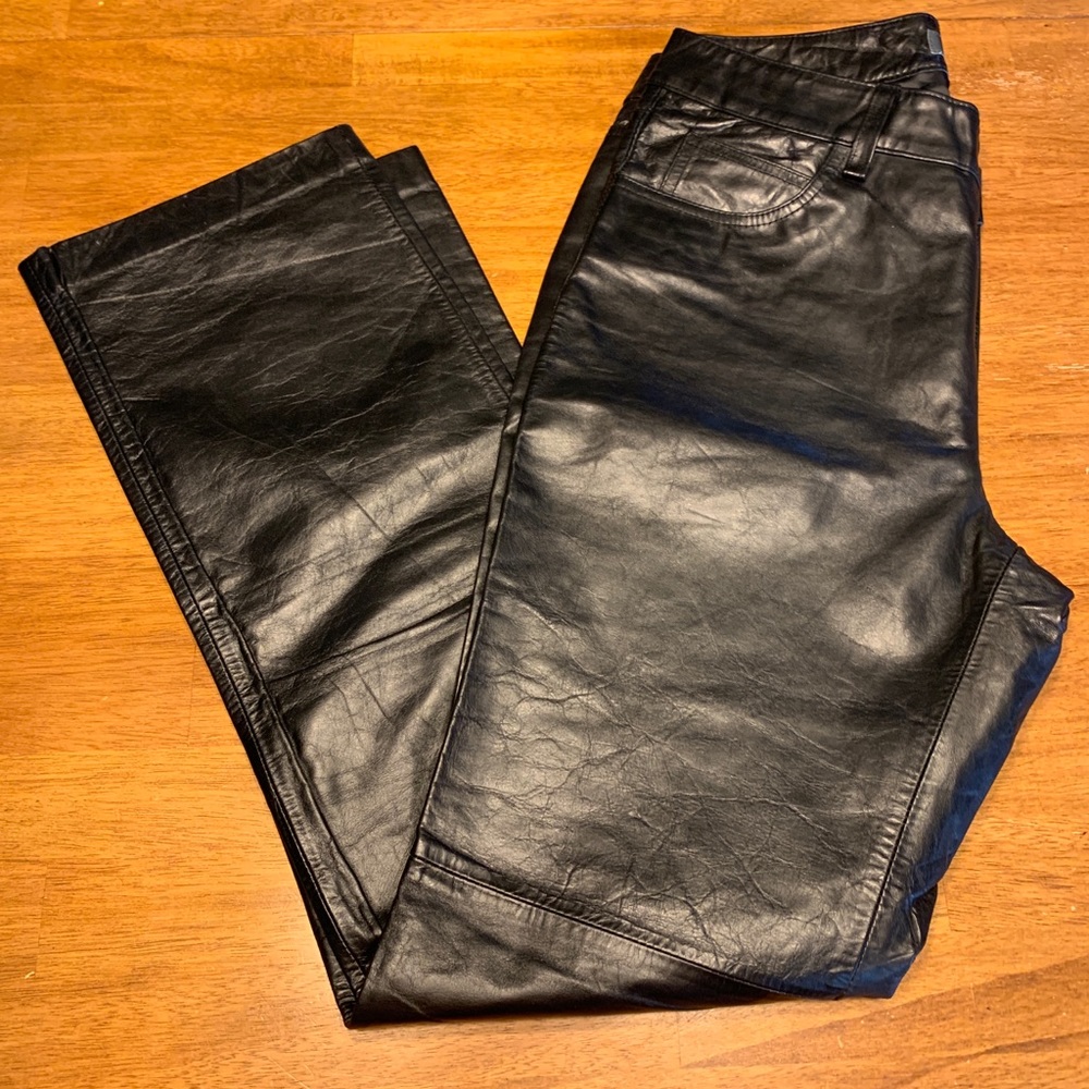 Gap Black Genuine Leather Pants Size 10